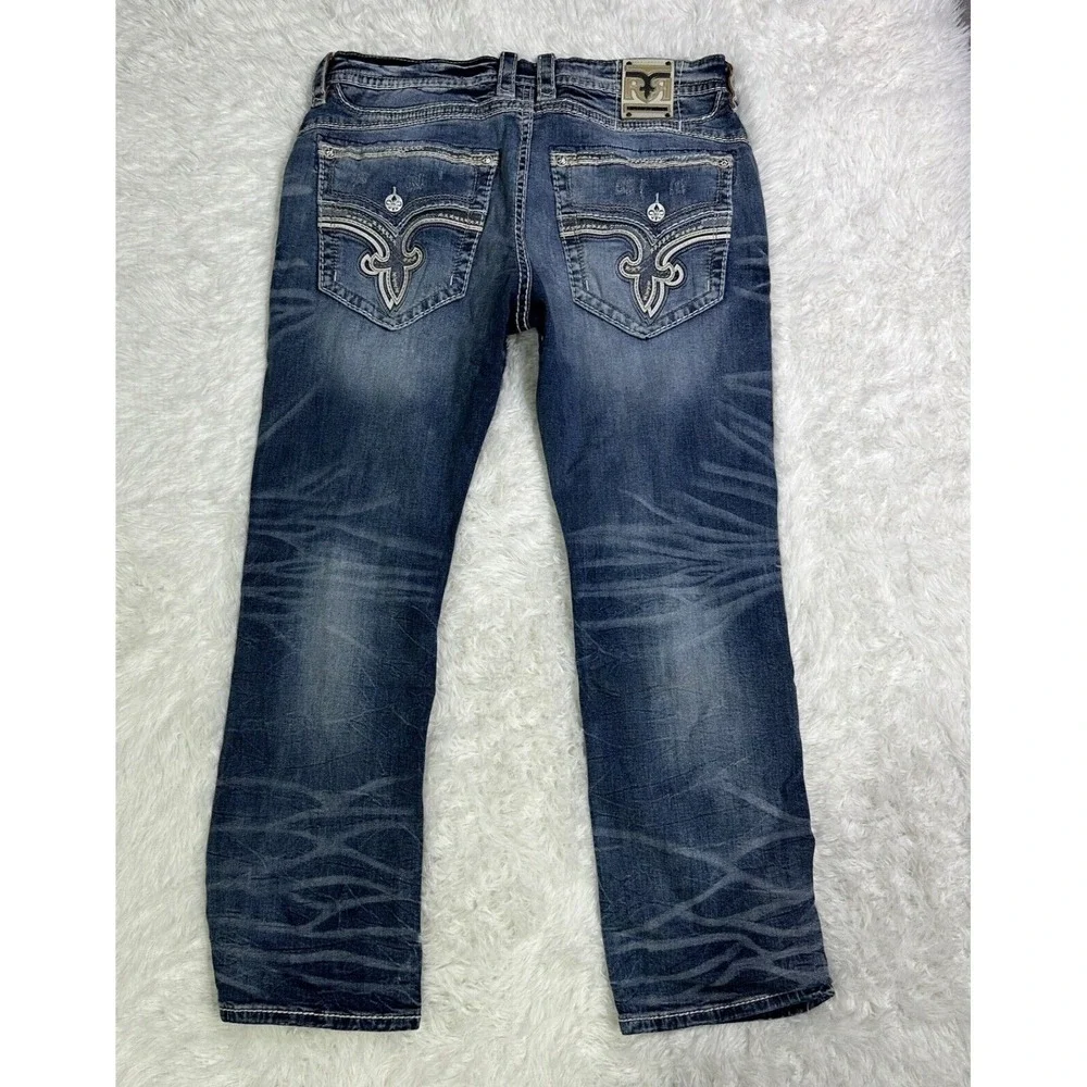 Rock Revival Jeans Mens Size 42/32 Amal Straight Dark Wash Denim Pants